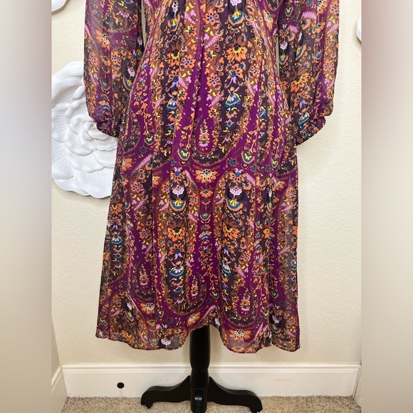 Jessica Simpson Brown & Purple Floral Size 6 High Low Dress - Picture 5 of 13